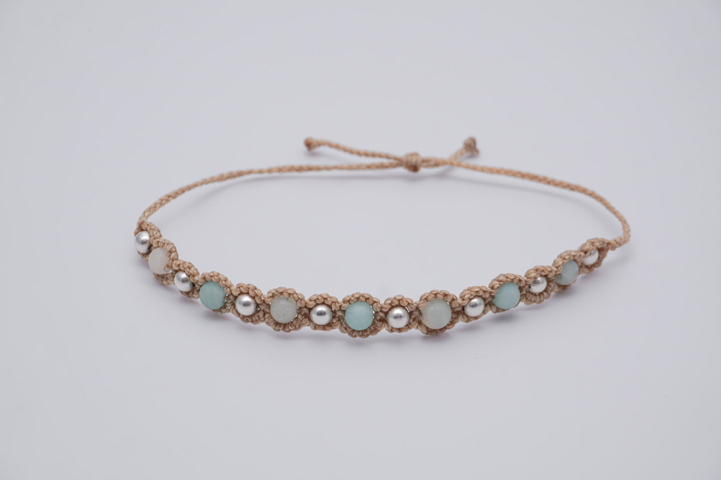 Bracelet Beige Multi Gemstone and Silver