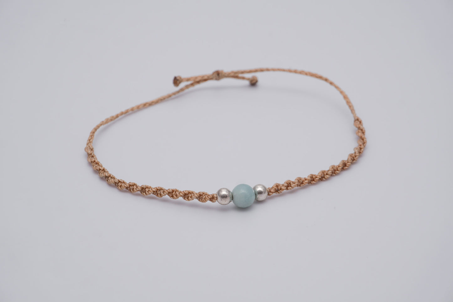 Bracelet Beige Single Gemstone and Silver