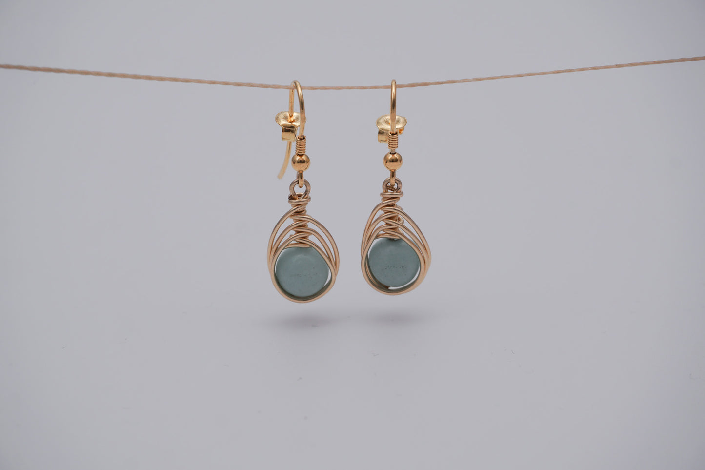 Gold Earrings Big Wire Wrap