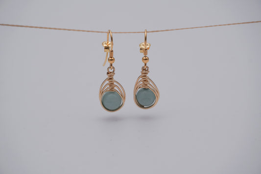 Gold Earrings Big Wire Wrap