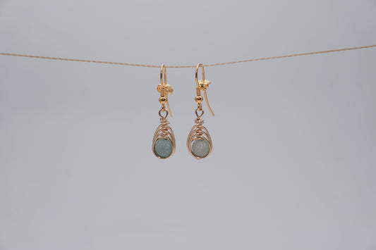 Gold Earrings Small WIre Wrap