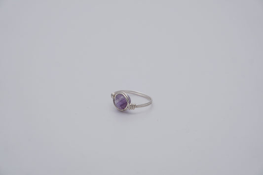 Silver Wire Ring 6mm Gemstone