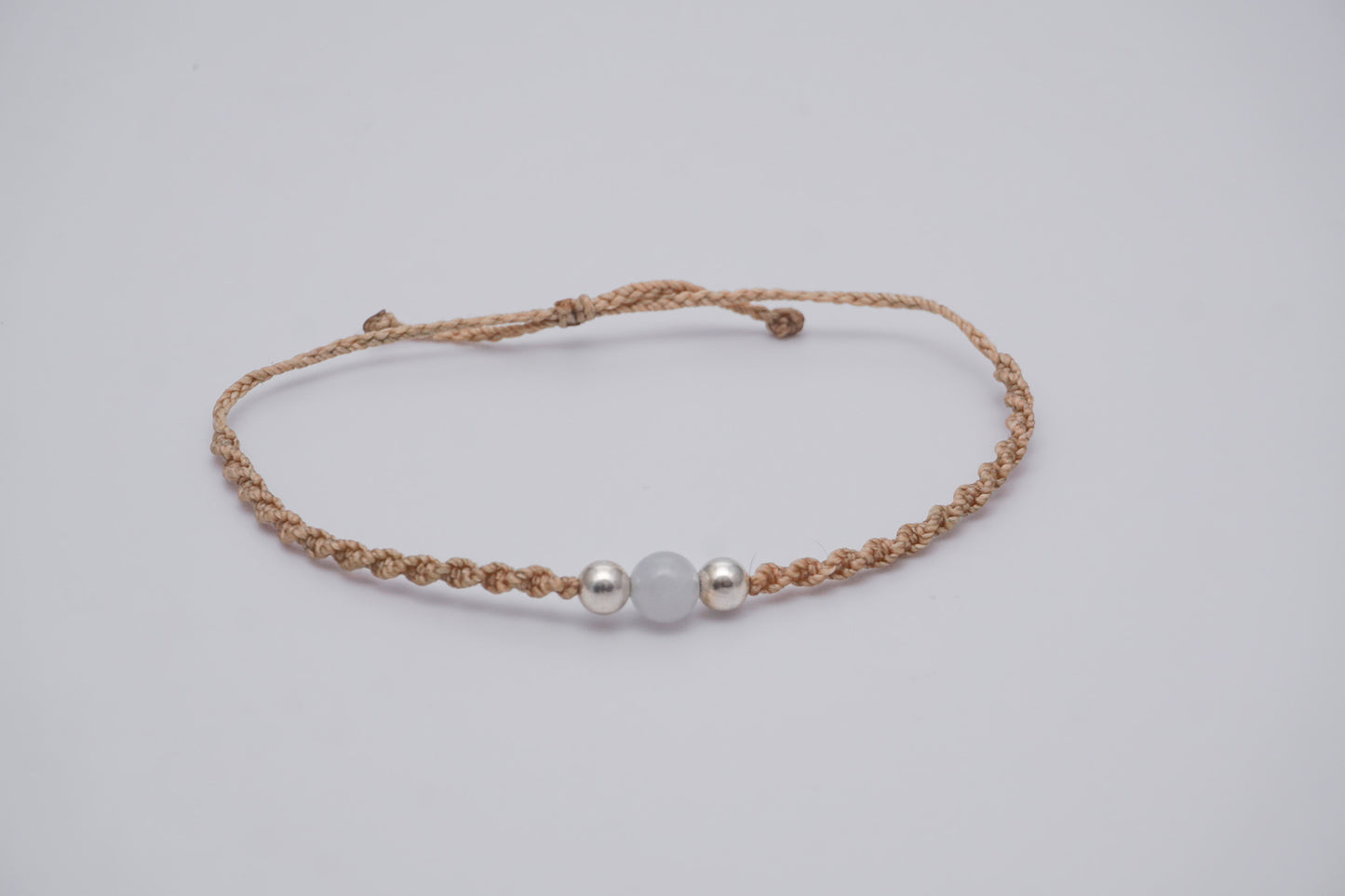 Bracelet Beige Single Gemstone and Silver