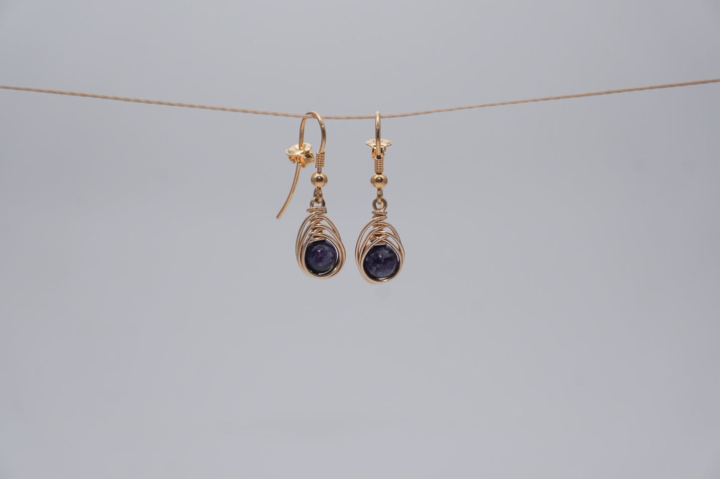 Gold Earrings Small WIre Wrap