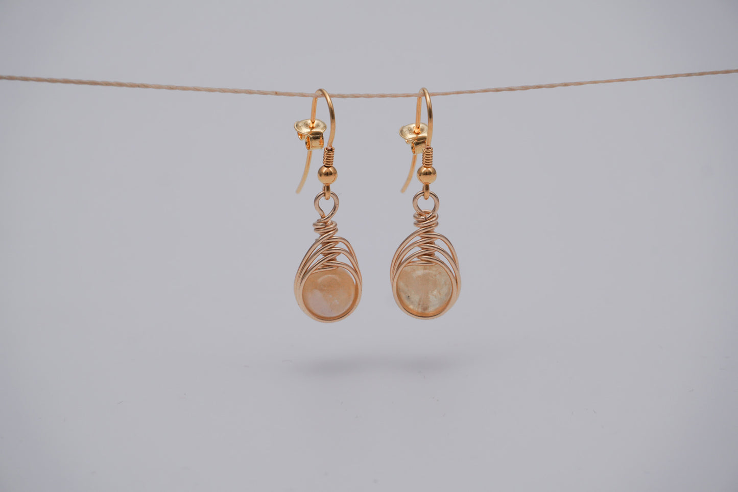 Gold Earrings Big Wire Wrap