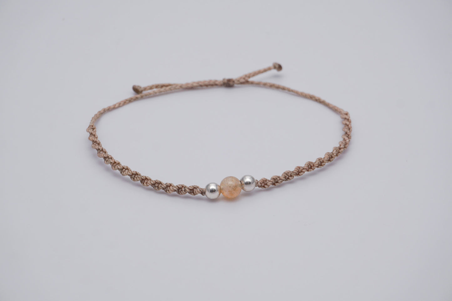 Bracelet Beige Single Gemstone and Silver