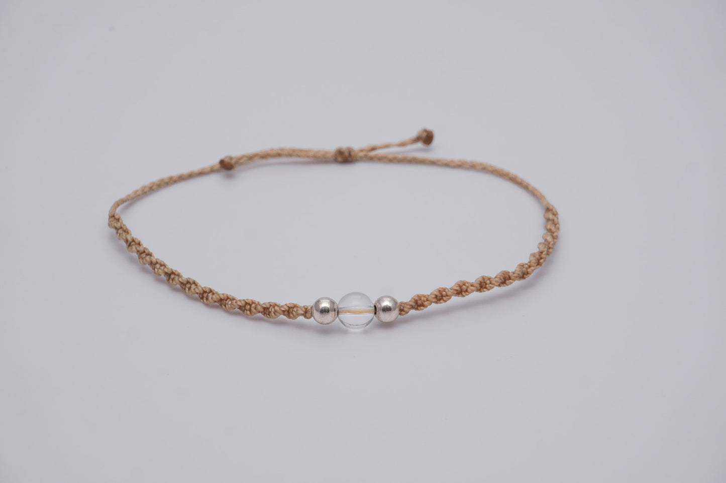 Bracelet Beige Single Gemstone and Silver