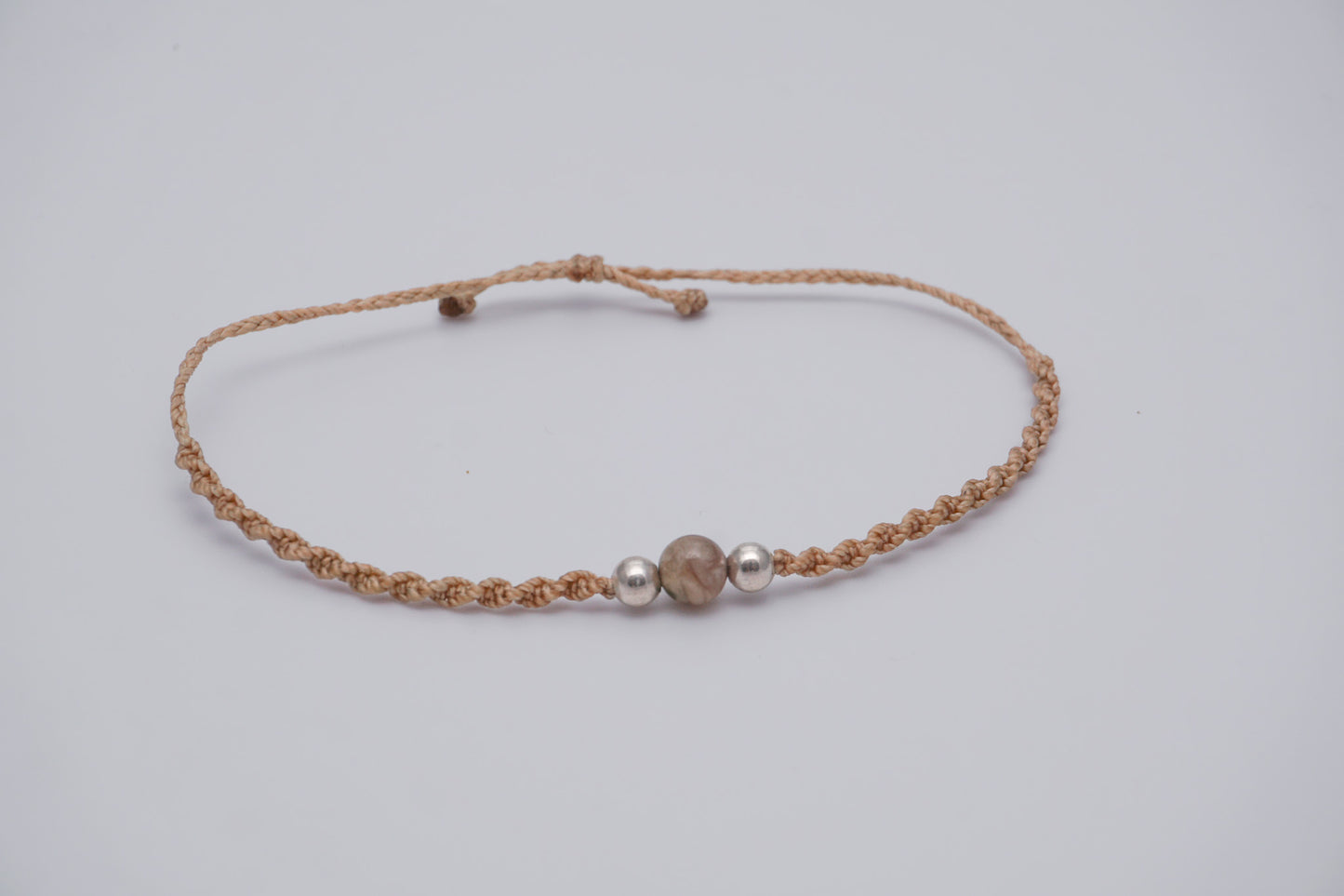 Bracelet Beige Single Gemstone and Silver