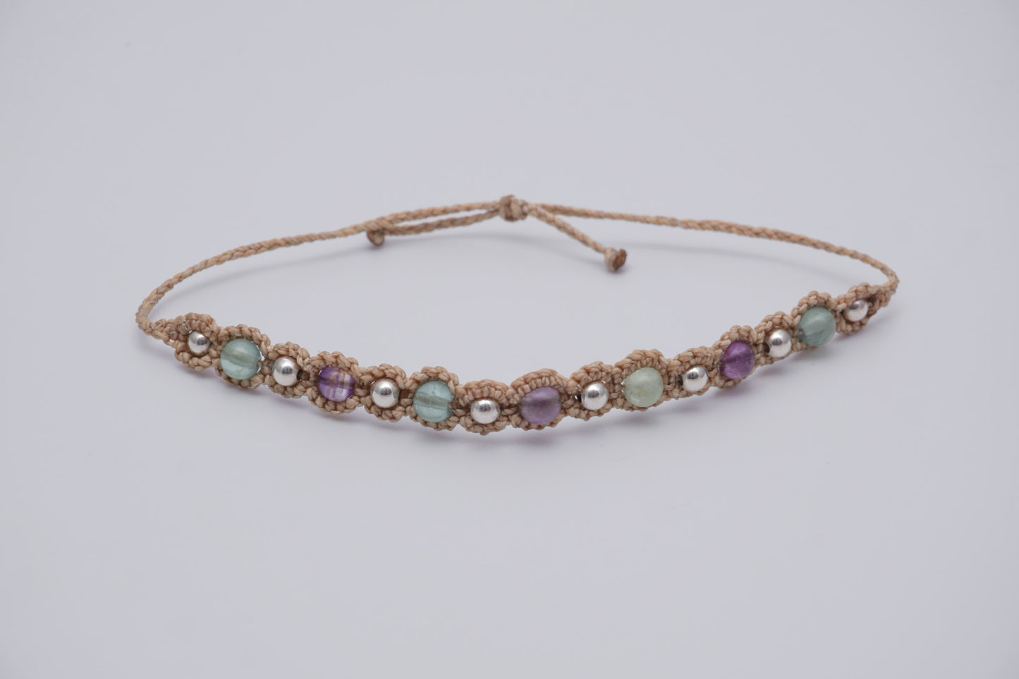 Bracelet Beige Multi Gemstone and Silver