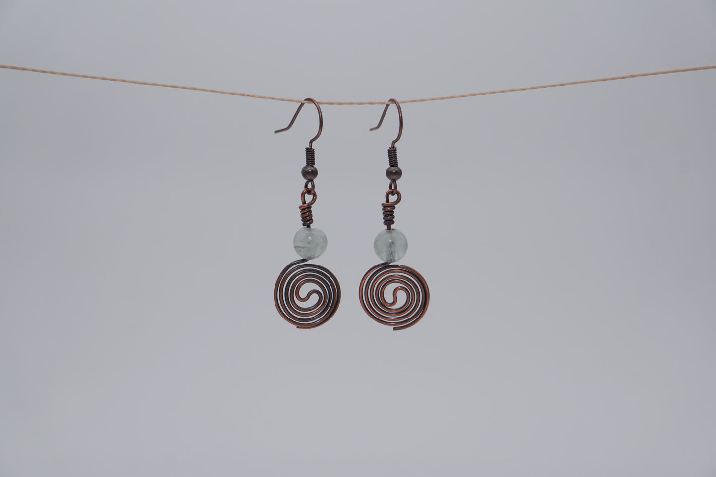 Copper Earrings Spiral Wire Wrap