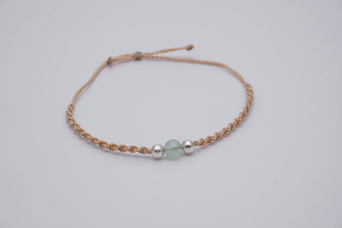 Bracelet Beige Single Gemstone and Silver