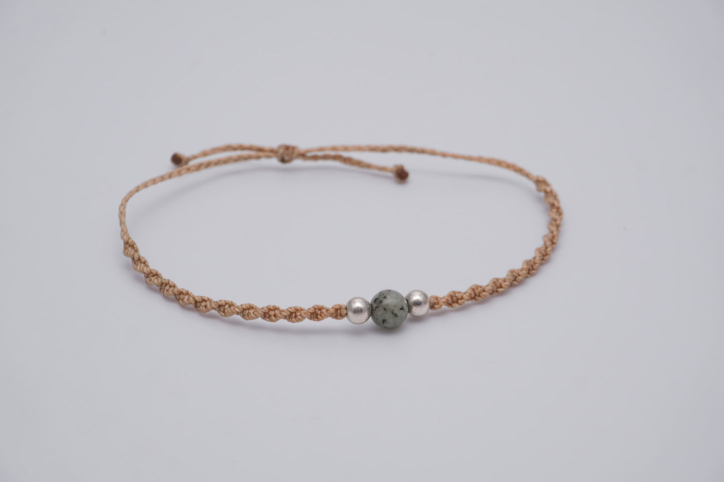 Bracelet Beige Single Gemstone and Silver