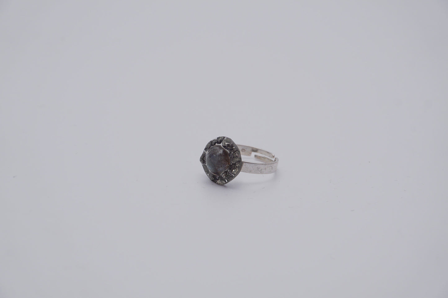 Silver Ring with Epoxy and Pyrite small