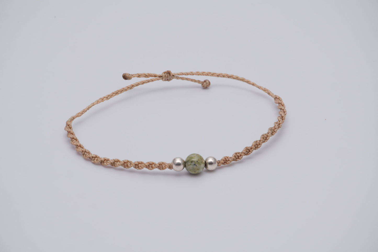 Bracelet Beige Single Gemstone and Silver