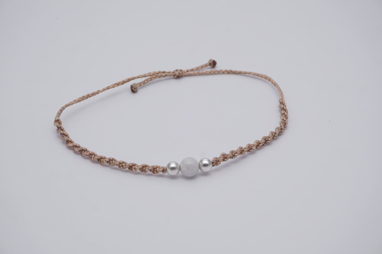 Bracelet Beige Single Gemstone and Silver