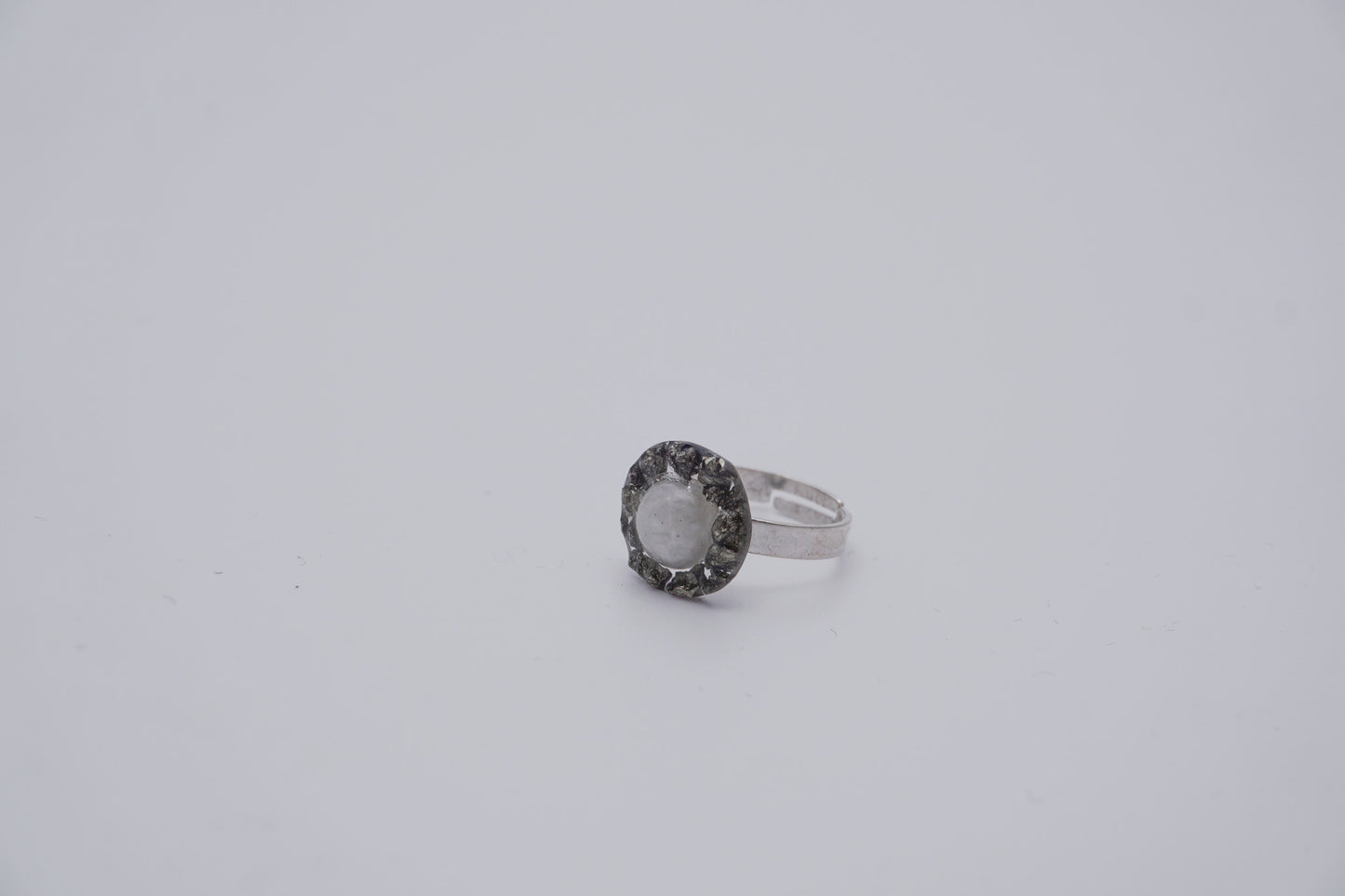 Silver Ring with Epoxy and Pyrite small