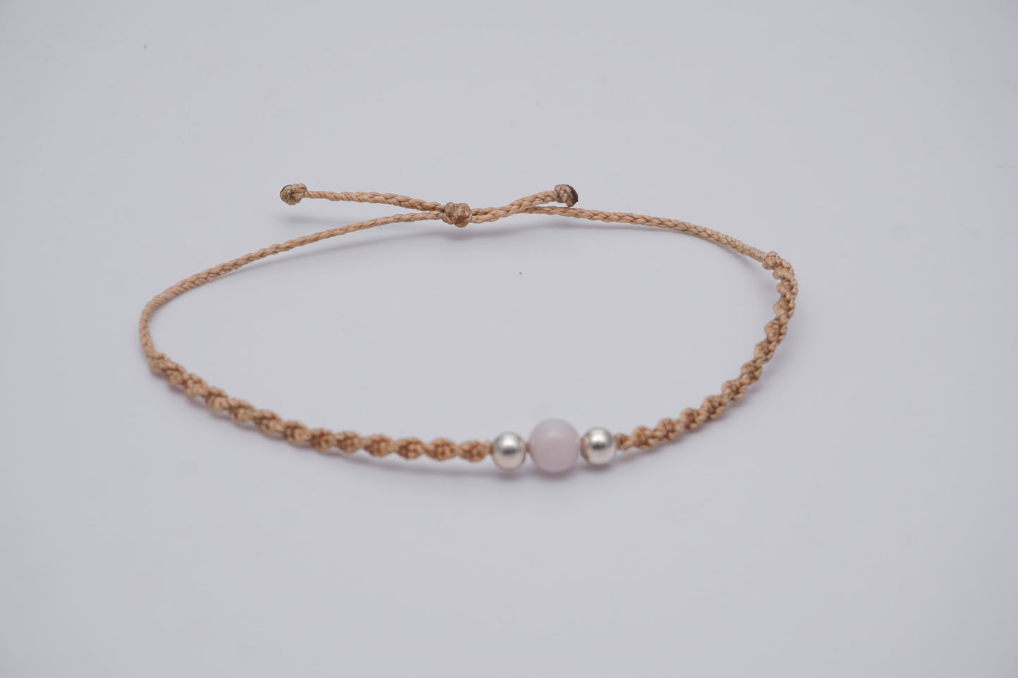 Bracelet Beige Single Gemstone and Silver