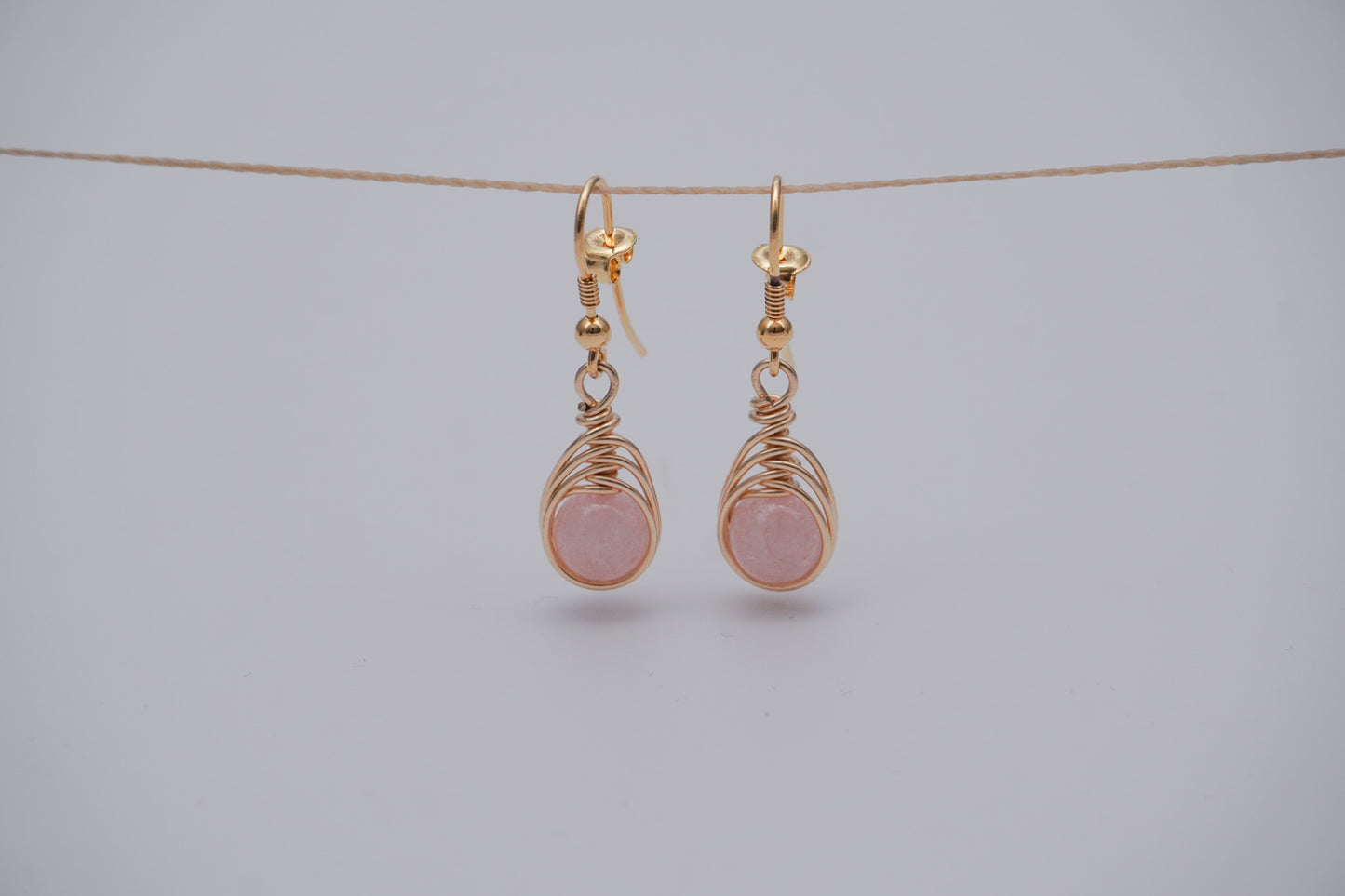 Gold Earrings Big Wire Wrap