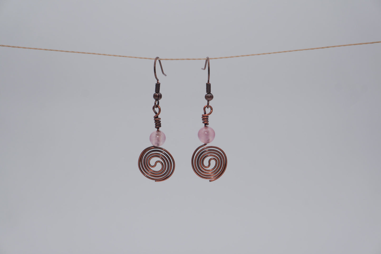 Copper Earrings Spiral Wire Wrap