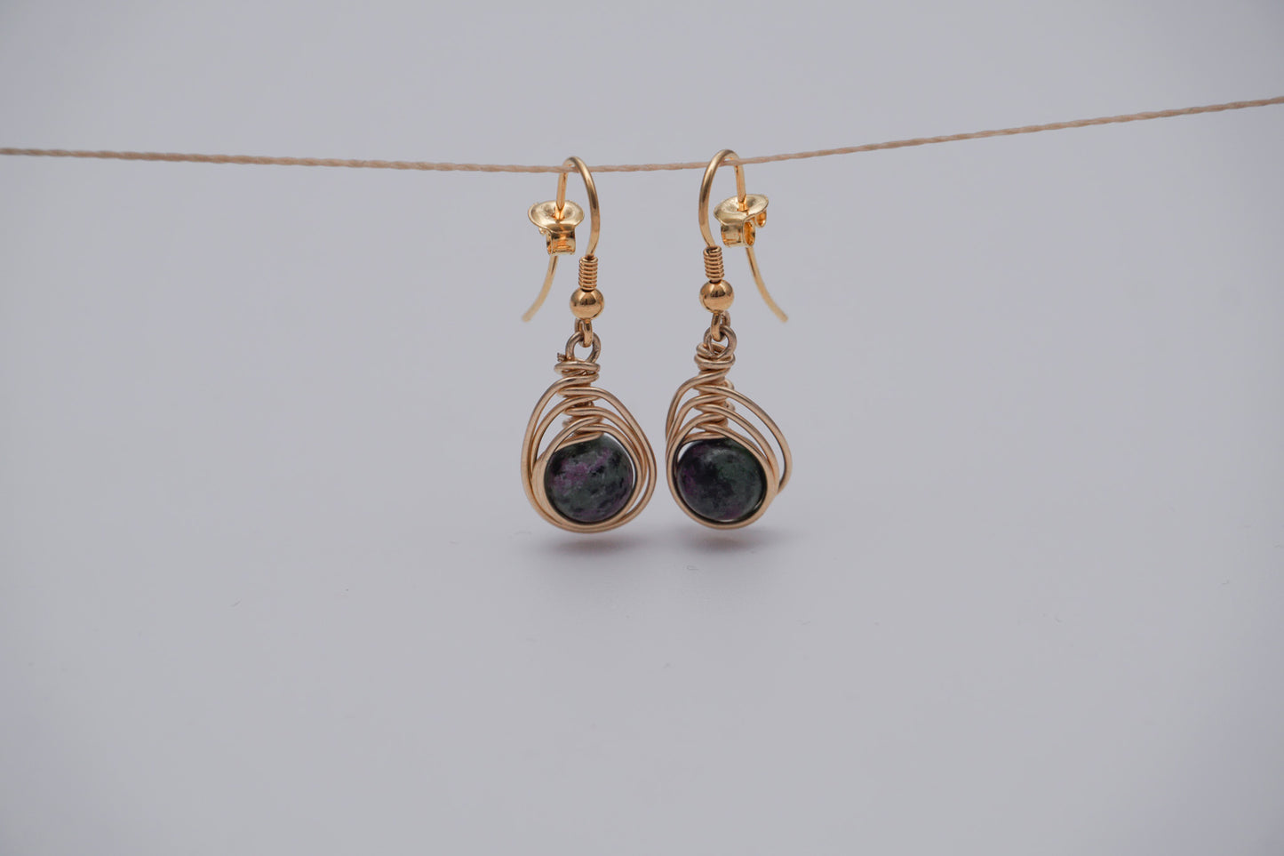 Gold Earrings Big Wire Wrap