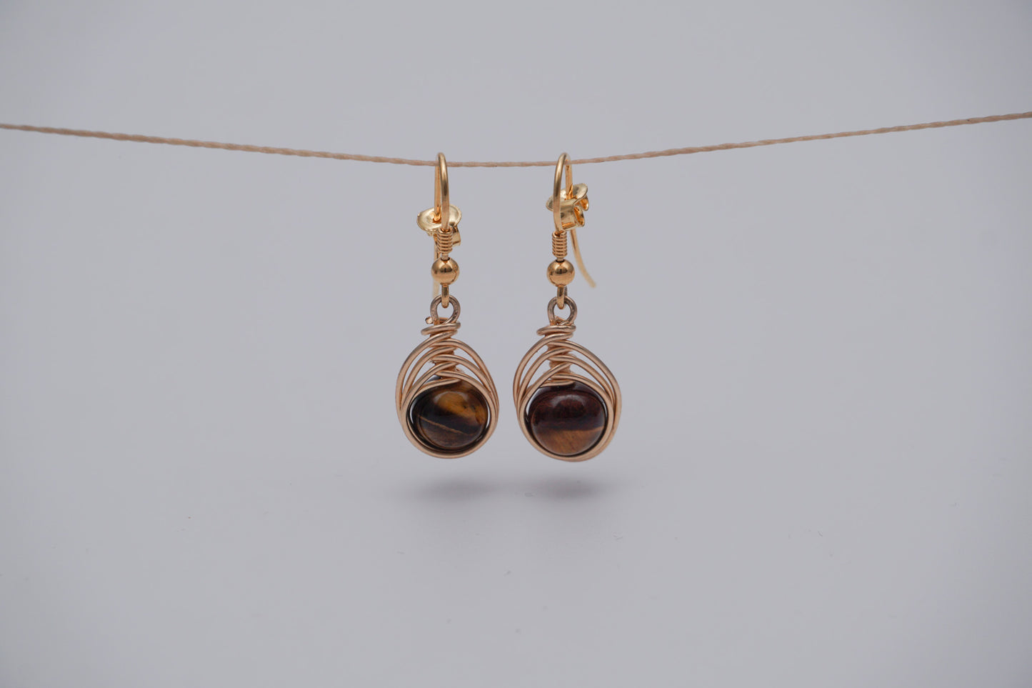 Gold Earrings Big Wire Wrap