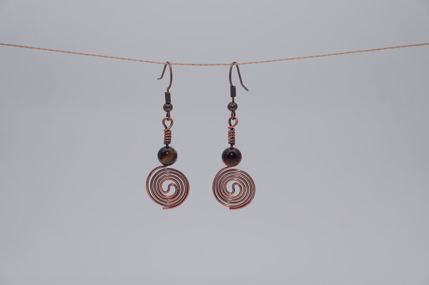 Copper Earrings Spiral Wire Wrap