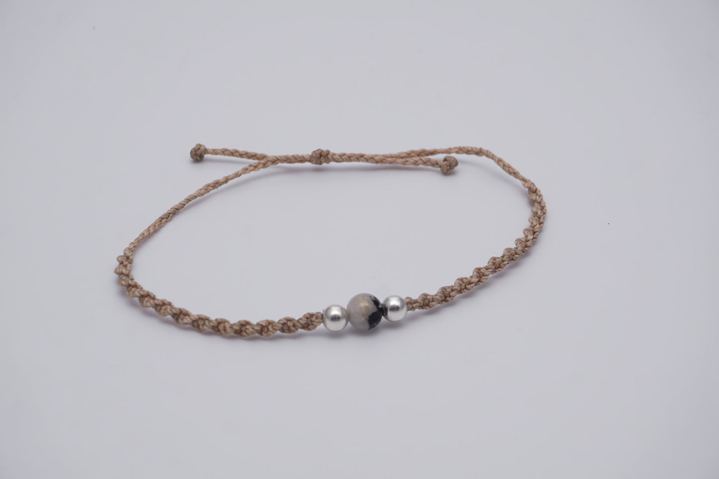 Bracelet Beige Single Gemstone and Silver