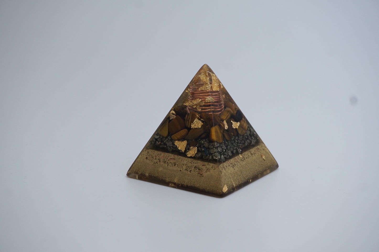 Orgonite Pyramid Tiger Eye/Brass