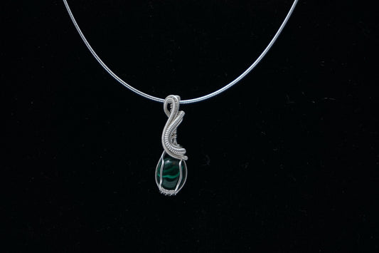 925 Silver Pendant Malachite