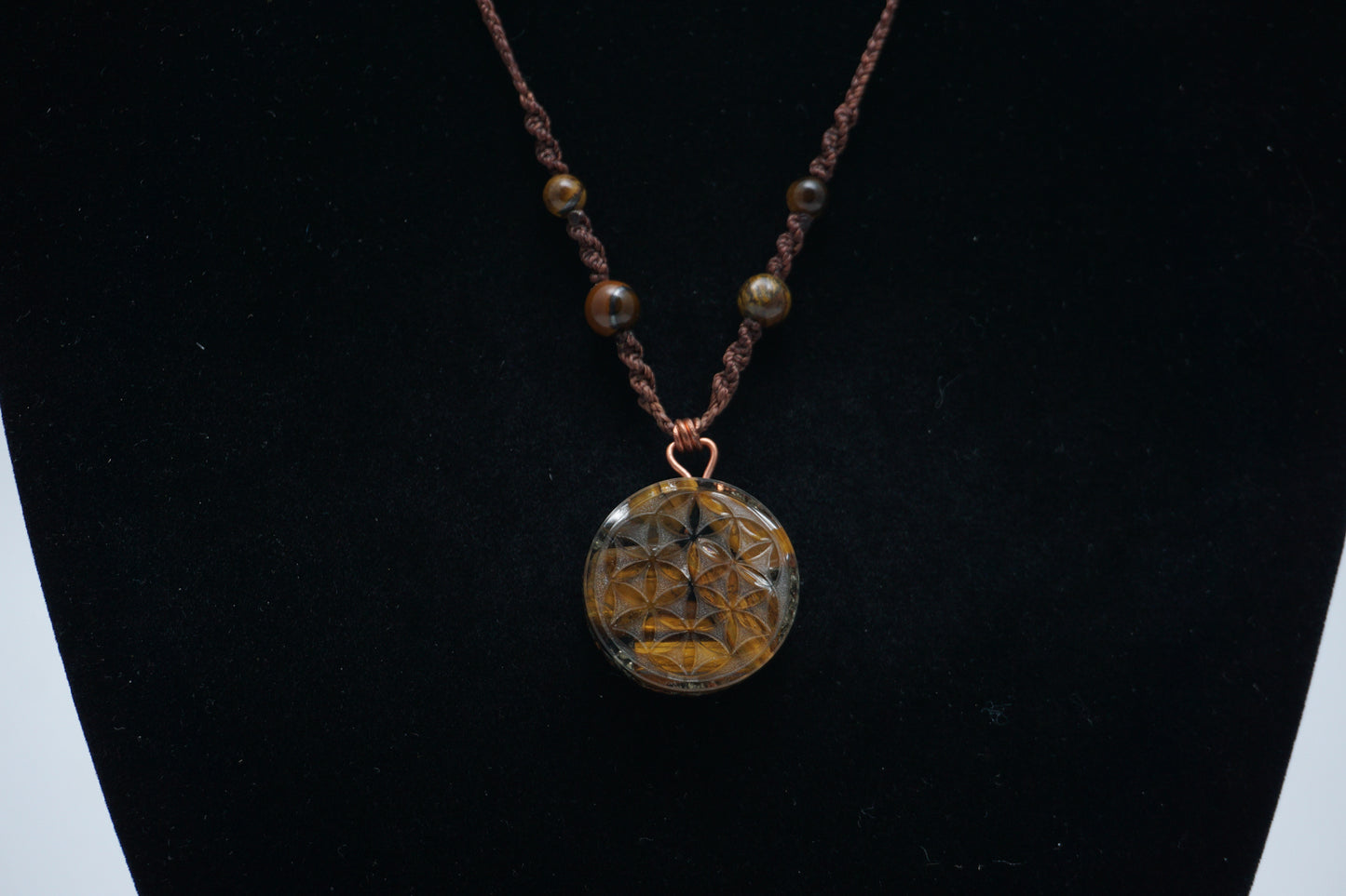 Orgonite Pendant Tiger Eye "Flower of Life"