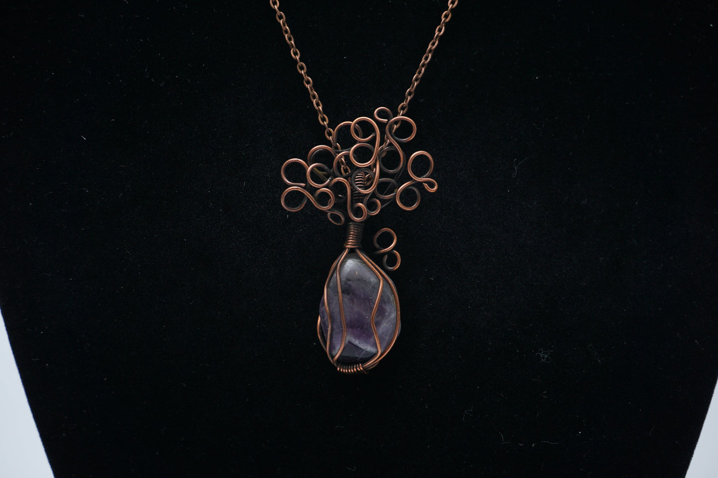 Copper Pendant Amethyst "Swirly"