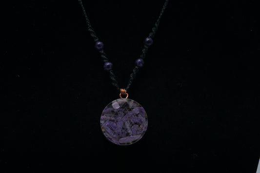 Orgonite Pendant Charoite "Sri Yantra"