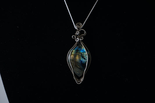 925 Silver Pendant Labradorite "Oxidized"